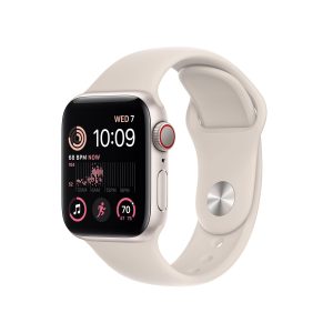 718YKVvALdL Apple Watch SE (2nd Gen) (GPS + Cellular, 40mm) - Starlight Aluminum Case with Starlight Sport Band, M/L (Renewed)