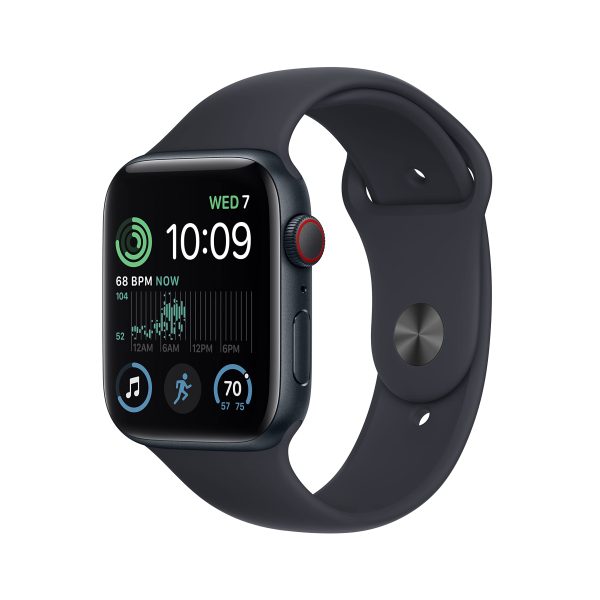 71Qd7l1p0JL Apple Watch SE (2nd Gen) (GPS + Cellular, 44mm) - Midnight Aluminum Case with Midnight Sport Band, S/M (Renewed)