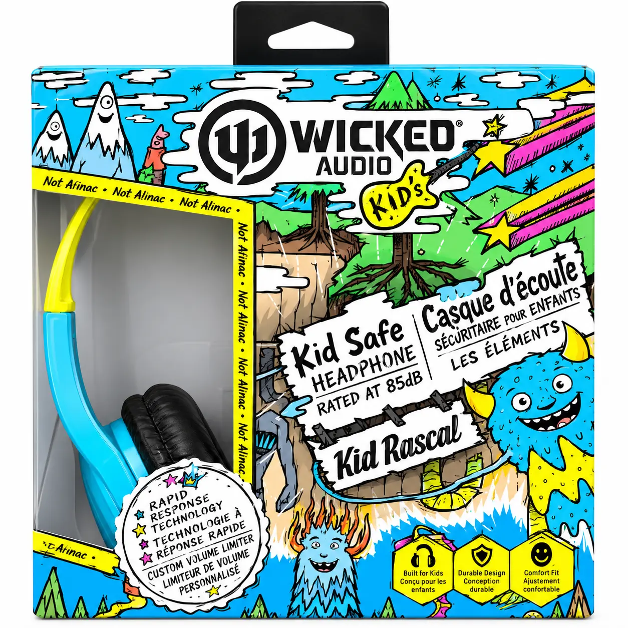 Wicked Audio Rad Rascal The Kid Safe Headphones, Sky Blue and Slime - Image 3