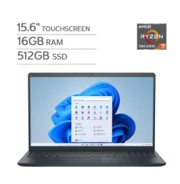 Open Box - Dell Inspiron 15.6" Touchscreen Laptop - AMD Ryzen 7 7730U - 16GB RAM - 512GB SSD - Windows 11 Home - Carbon Black