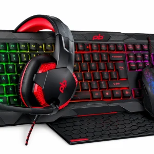 Packard Bell RUCKUS 4-in-1 Pro Gaming Kit Bundle, Red